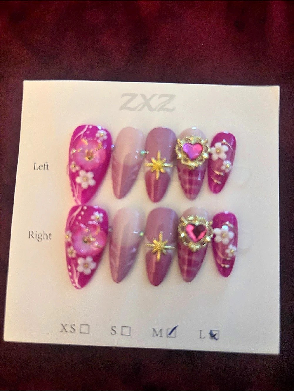 ZXZ Press-On Nails Pink & Purple Medium
